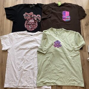 Bundle lot four streetwear skateboards t shirts all men’s L all 100% cotton